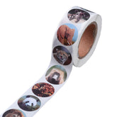 Paper Stickers 1 Inch / 2.5 CM (1 Roll, 500 Stickers) Animal Theme Round Multicolor Gift Packing Tags